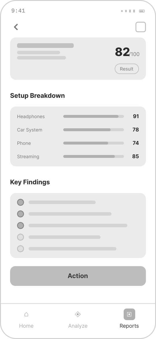 Result Summary wireframe